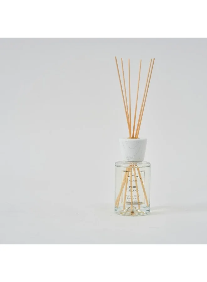 DANUBE HOME Danube Home Amara Silpa Reed Diffuser Pure Island - 200Ml Elegant Home Fragrance Decor Long-Lasting Aroma Oils For Room & Offices Decorative Home Accessories - 8X8X31.2Cm Glass Bottle