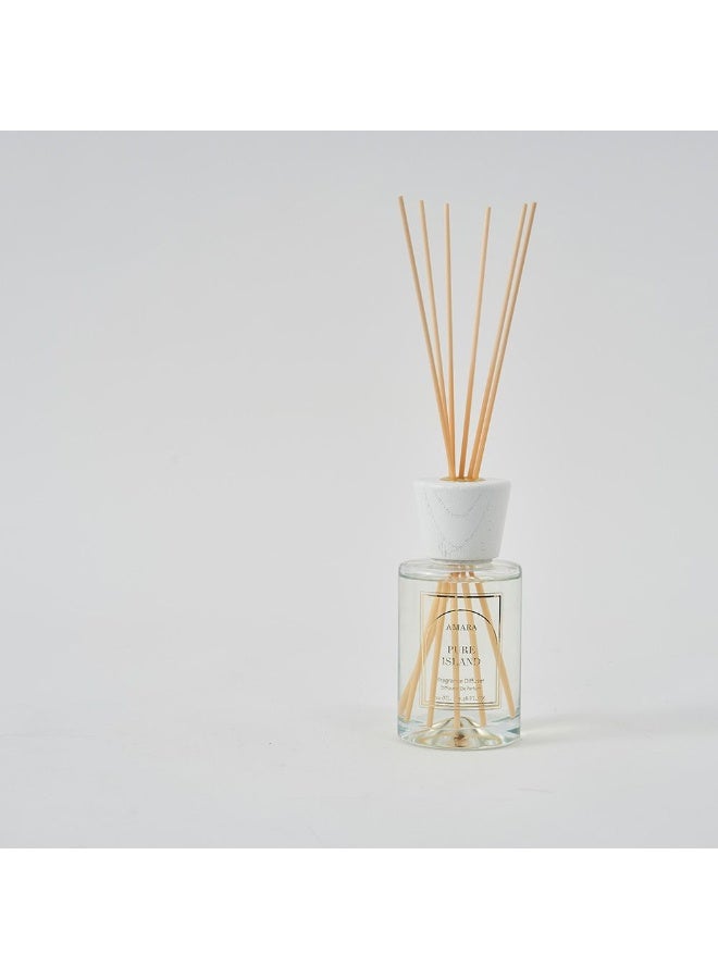 Danube Home Amara Silpa Reed Diffuser Pure Island - 200Ml Elegant Home Fragrance Decor Long-Lasting Aroma Oils For Room & Offices Decorative Home Accessories - 8X8X31.2Cm Glass Bottle - Image 3
