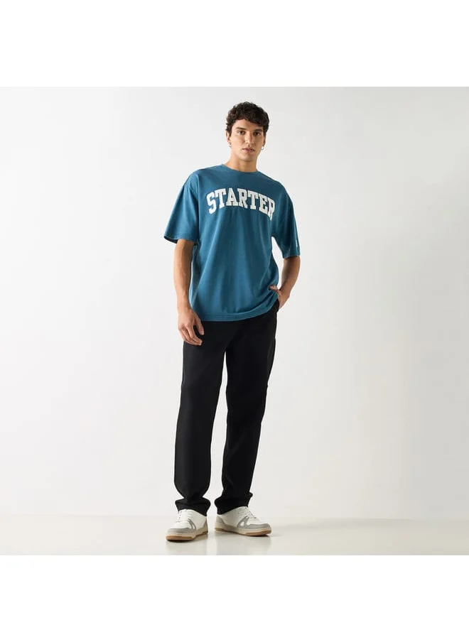 STARTER Starter Logo Print Crew Neck T-shirt with Short Sleeves