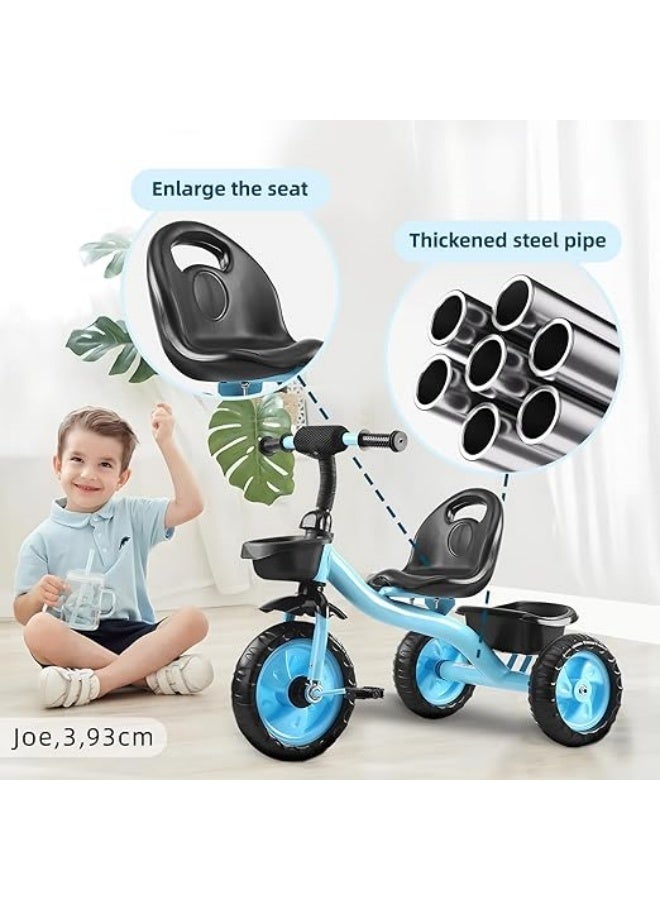 Sandinrayli Kids Tricycle for Toddlers 1-5 Years, Stable 3-Wheel Design & Storage Basket for Fun Indoor Outdoor Ride, Gift for Baby Boy Girl,Blue - Image 4