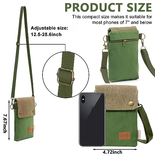 PALAY® Phone Sling Bag Canvas Mini Phone Bag Multi Layer Phone Pouch Fashion Mini Sling Bag Phone Pouch Shoulder Bag Crossbody Phone Bag with Detachable Shoulder Strap - Image 2