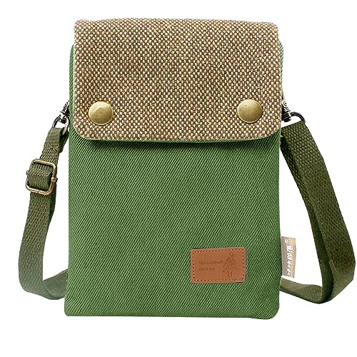 PALAY® Phone Sling Bag Canvas Mini Phone Bag Multi Layer Phone Pouch Fashion Mini Sling Bag Phone Pouch Shoulder Bag Crossbody Phone Bag with Detachable Shoulder Strap - Image 1