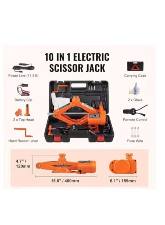 Electric Car Jack 3 Ton Capacity 12V Automatic Scissor Jack with Remote Control, LED Light, Double Saddles and Portable Carrying Case - Image 3