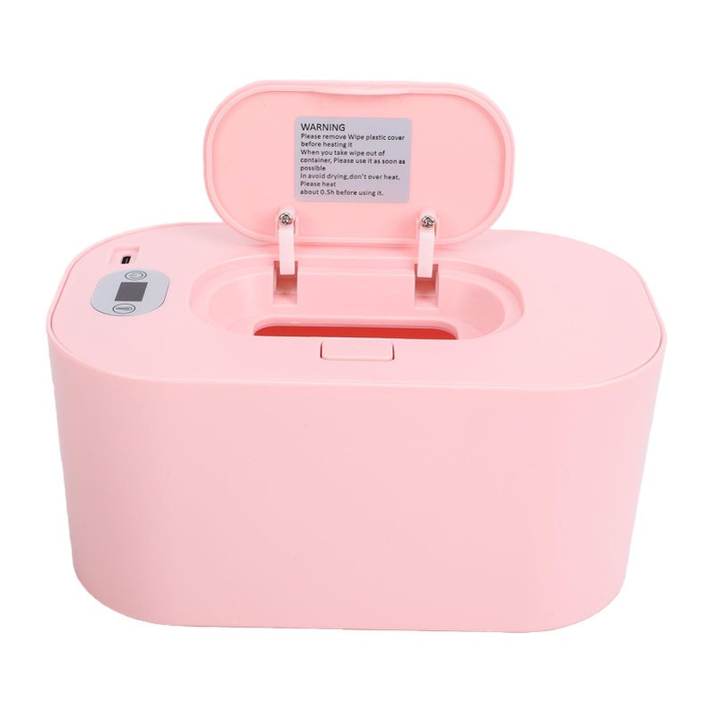USB Portable Baby Wipe Warmer Holds 80 Wipes Large Capacity For Travel Home Car Use Pink ABS Material - Image 2