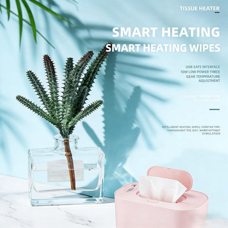 USB Portable Baby Wipe Warmer Holds 80 Wipes Large Capacity For Travel Home Car Use Pink ABS Material - Image 4