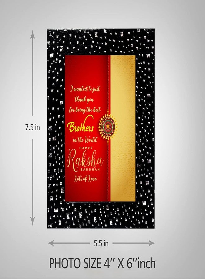 Golden Moti Rakhi for brother with Roli Chawal & The Best Brothers In The World Lots Of Love Photo Frame & Soft Toys combo_1048 - Image 3