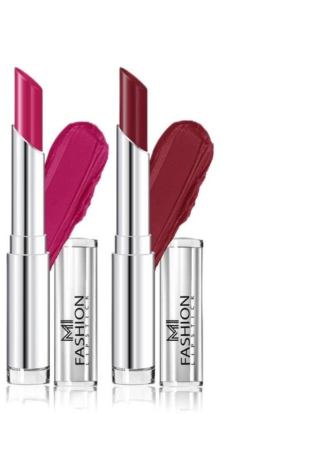 MI Fashion Ultra Soft Crème Matte Texture Lipsticks, Long Lasting & Elegance Creamy Luxury Shades 3.5g (Deep Magenta, Sugared Brown) Pack Of 2 - Image 1