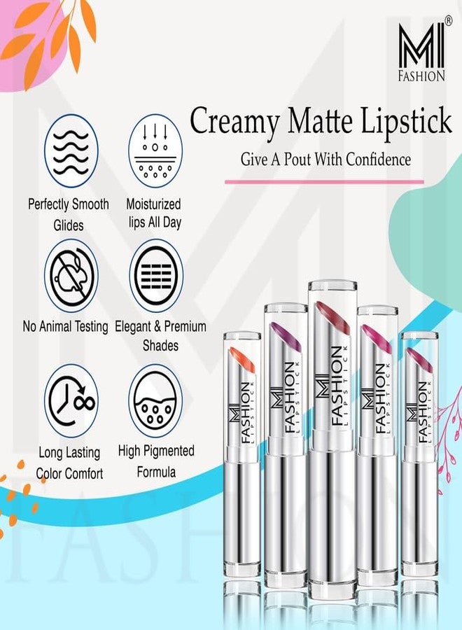 MI Fashion Ultra Soft Crème Matte Texture Lipsticks, Long Lasting & Elegance Creamy Luxury Shades 3.5g (Deep Magenta, Sugared Brown) Pack Of 2 - Image 4