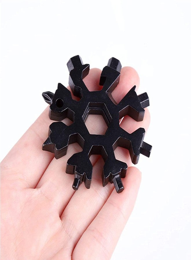 BIRZAR 18-in-1 Stainless Steel Snowflake Multi-Tool, Multitool Card Combination Compact Portable Outdoor Product Bottle Opener Tool(Black) - Image 4