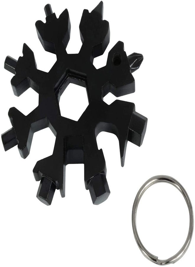 BIRZAR 18-in-1 Stainless Steel Snowflake Multi-Tool, Multitool Card Combination Compact Portable Outdoor Product Bottle Opener Tool(Black) - Image 1