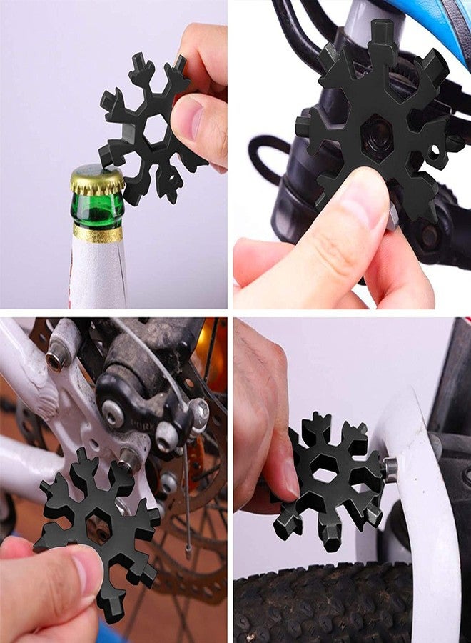 BIRZAR 18-in-1 Stainless Steel Snowflake Multi-Tool, Multitool Card Combination Compact Portable Outdoor Product Bottle Opener Tool(Black) - Image 2