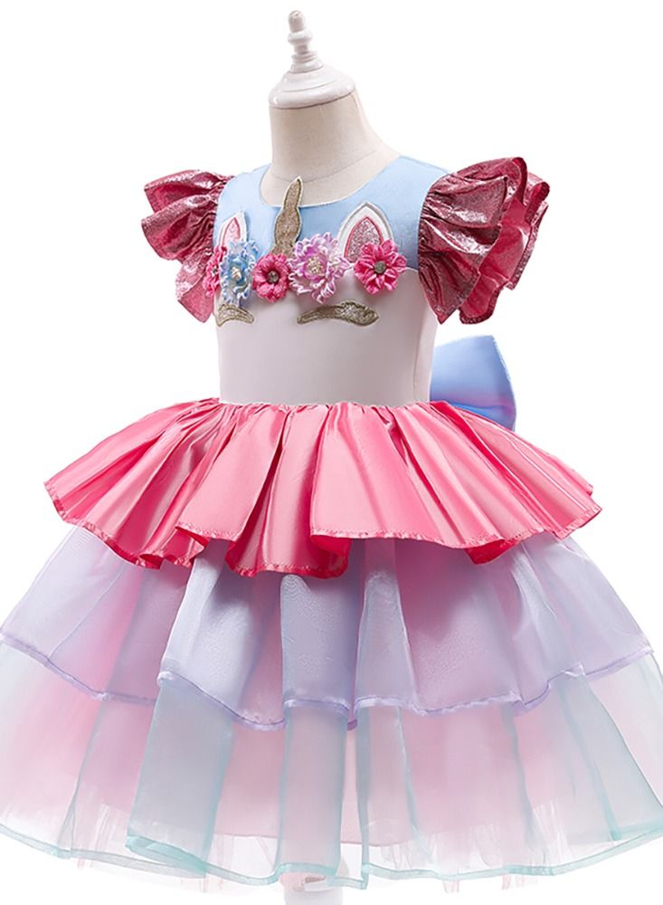 Loquat Patchwork colored gauze Unicorn princess dress  - Image 3