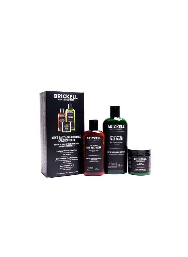 Brickell Men's Products Brickell Men's Daily Advanced Face Care Routine II, Activated Charcoal Facial Cleanser, Face Scrub and Moisturizer Lotion, Natural and Organic, Scented - Image 1