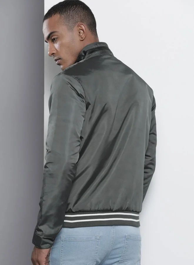 ذا انديان كراج كو The Indian Garage Co Men Slim Fit Solid High Neck Long Sleeves Jacket
