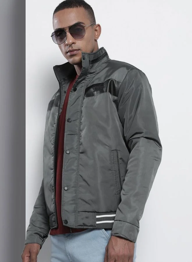 ذا انديان كراج كو The Indian Garage Co Men Slim Fit Solid High Neck Long Sleeves Jacket