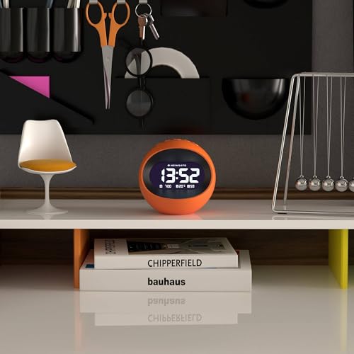 NEWGATE® Centre of The Earth Alarm Clock | Round Retro Digital LCD Clock | Orange | Ideal for Bedside, Desk or Shelf | Retro Bedroom & Office Accessory - Image 3