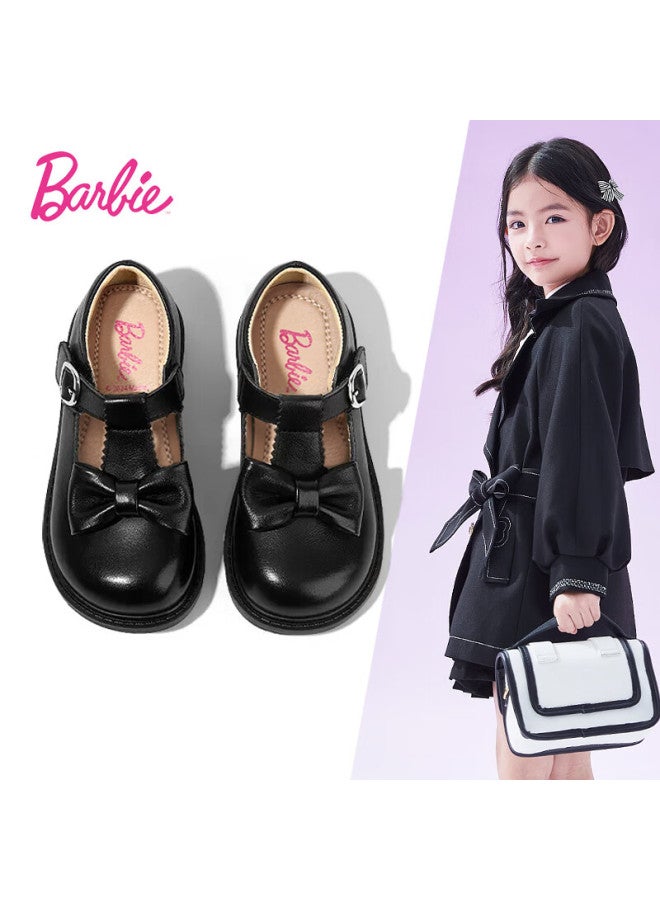 Barbie Babi Children's Shoes, Girls' Leather Shoes, Spring And Autumn, Children's Day Performance Shoes, Student Black Leather Shoes, Da6266, Black, Size 31 - Image 1