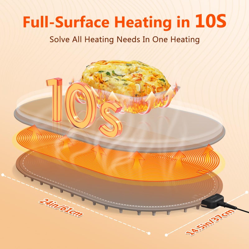 seenlast Warming Mat for Food with Adjustable Temperature Timer,10S Fast Heating Electric Food Warming Mat for Parties Buffet Daily,Food Heating Mat with Insulating Pad Raised Feet Protects Table - Image 2