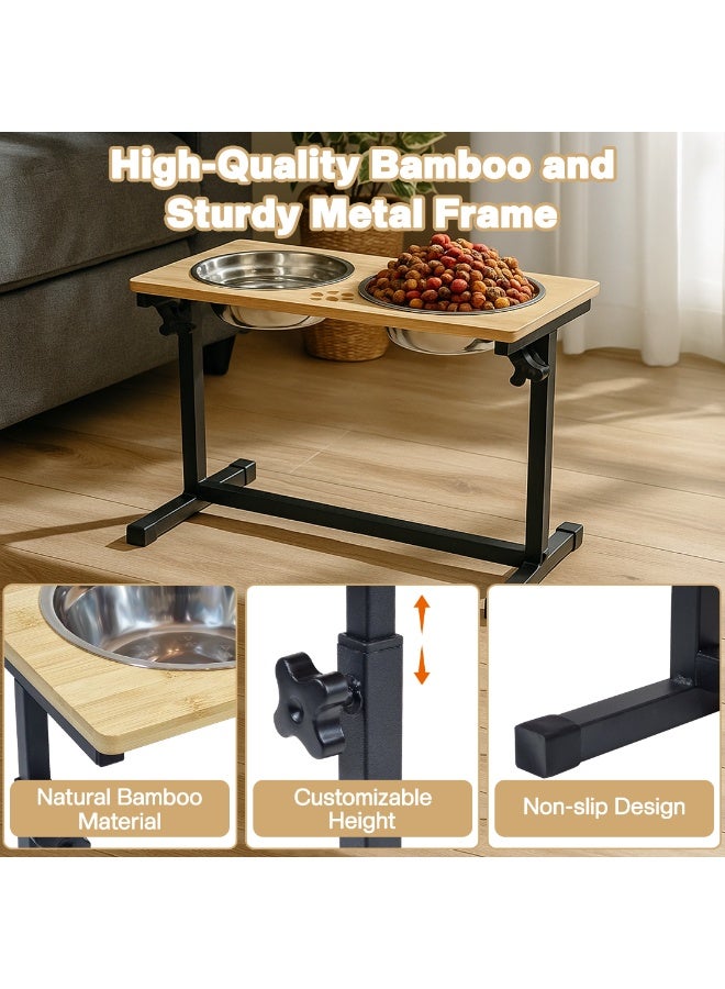 أن ان سي بيتس محطة تغذية مرتفعة للحيوانات الأليفة مع طبقين من الفولاذ المقاوم للصدأ، ارتفاع قابل للتعديل، إطار معدني، وقاعدة غير قابلة للانزلاق، وحدة تغذية مرتفعة شديدة التحمل للكلاب للحيوانات الأليفة، 44 سم (كاكي) - Image 3