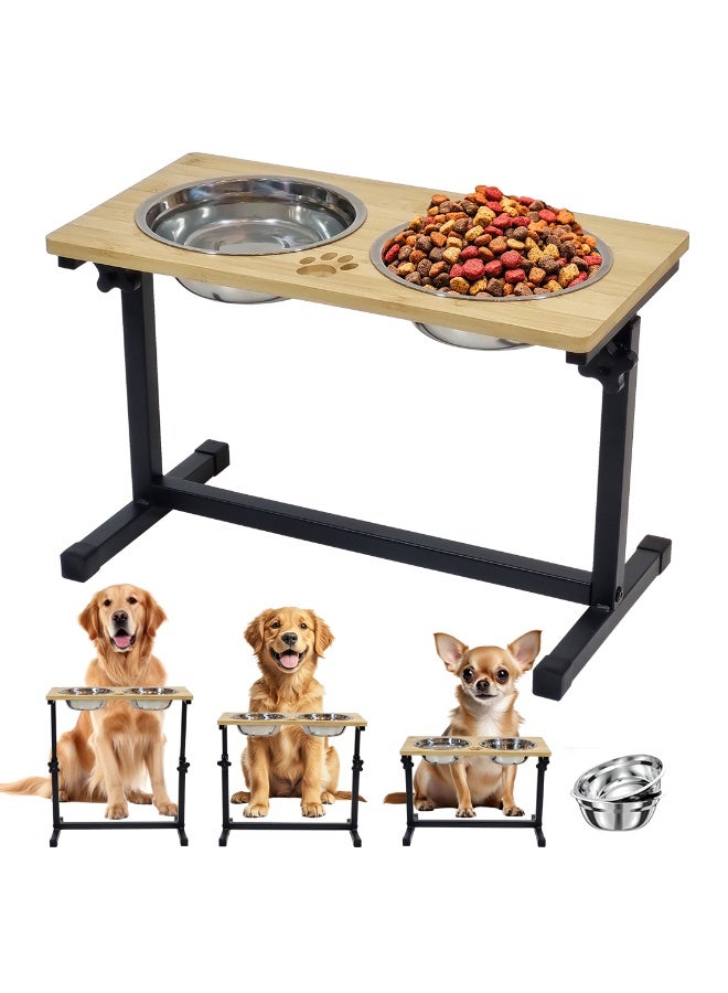 أن ان سي بيتس محطة تغذية مرتفعة للحيوانات الأليفة مع طبقين من الفولاذ المقاوم للصدأ، ارتفاع قابل للتعديل، إطار معدني، وقاعدة غير قابلة للانزلاق، وحدة تغذية مرتفعة شديدة التحمل للكلاب للحيوانات الأليفة، 44 سم (كاكي) - Image 1