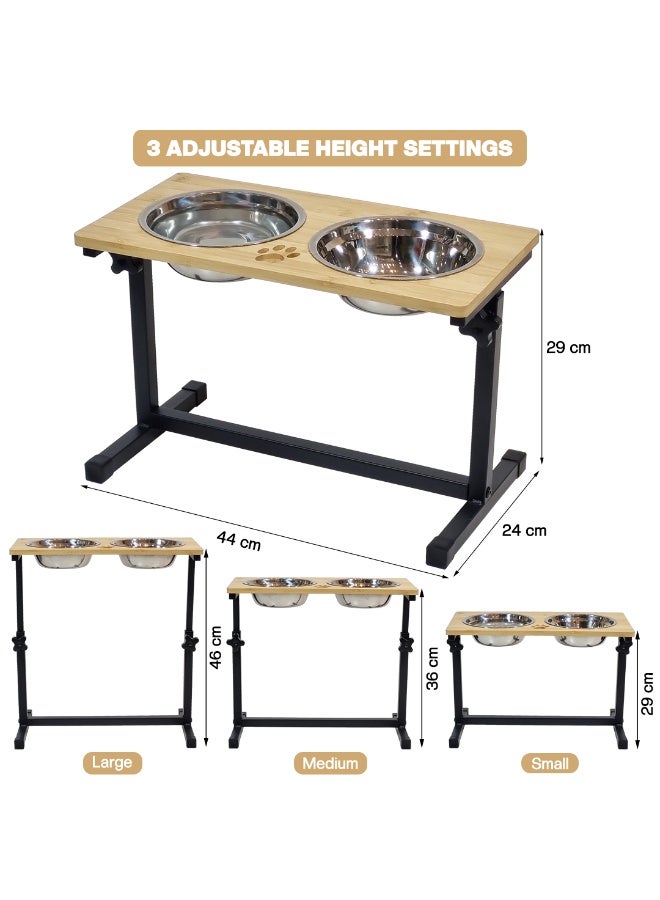 أن ان سي بيتس محطة تغذية مرتفعة للحيوانات الأليفة مع طبقين من الفولاذ المقاوم للصدأ، ارتفاع قابل للتعديل، إطار معدني، وقاعدة غير قابلة للانزلاق، وحدة تغذية مرتفعة شديدة التحمل للكلاب للحيوانات الأليفة، 44 سم (كاكي) - Image 2