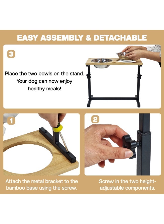 أن ان سي بيتس محطة تغذية مرتفعة للحيوانات الأليفة مع طبقين من الفولاذ المقاوم للصدأ، ارتفاع قابل للتعديل، إطار معدني، وقاعدة غير قابلة للانزلاق، وحدة تغذية مرتفعة شديدة التحمل للكلاب للحيوانات الأليفة، 44 سم (كاكي) - Image 4