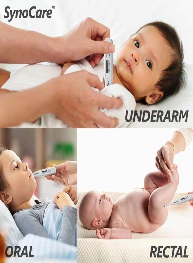 SYNOCARE مقياس حرارة رقمي من سينوكير لقياس سريع لدرجة حرارة الفم وتحت الإبط بالدرجة المئوية والفهرنهايتية، مقاوم للماء لسهولة التنظيف - Image 3