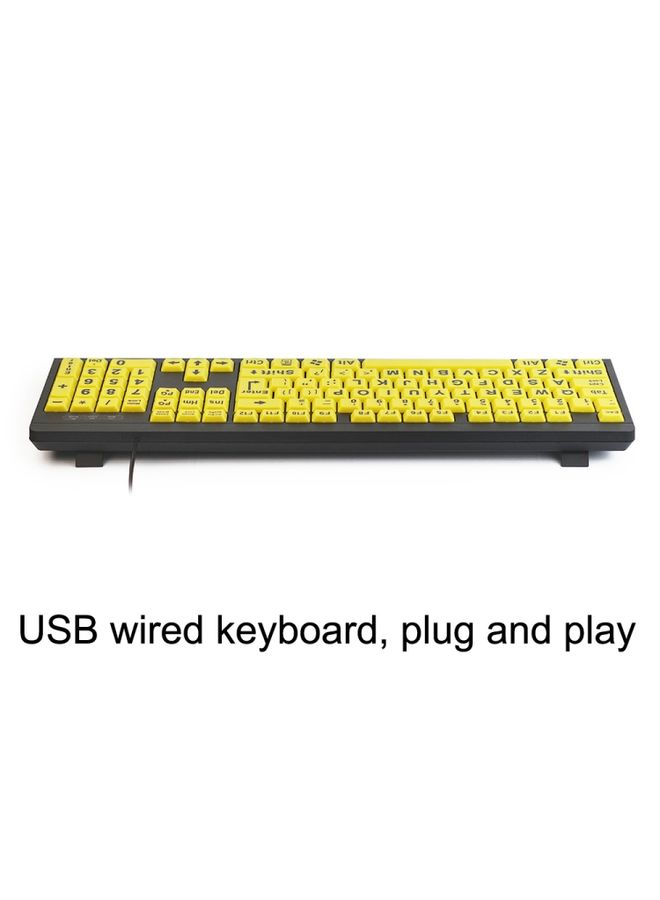 BURAQ T801 104 Keys Special People Children Old Man Big Letters USB Wired Keyboard, Cable Length: 1.38m(Yellow)  - Image 3