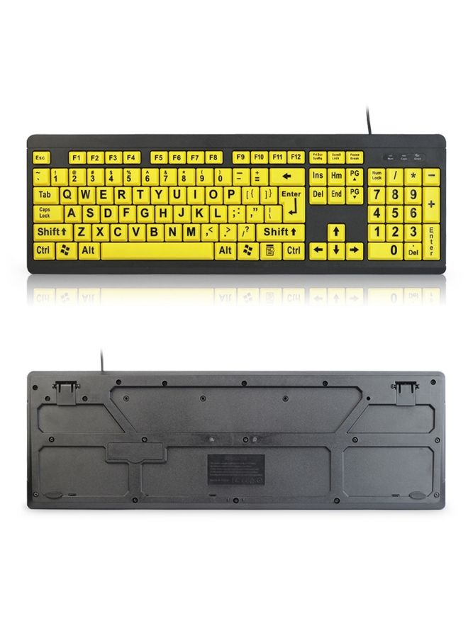 BURAQ T801 104 Keys Special People Children Old Man Big Letters USB Wired Keyboard, Cable Length: 1.38m(Yellow)  - Image 2