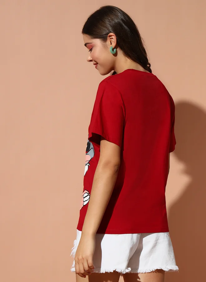 تايك تو تيشيرت أوفر سايز بطبعة أرنب أحمر من ذا دراي ستيت