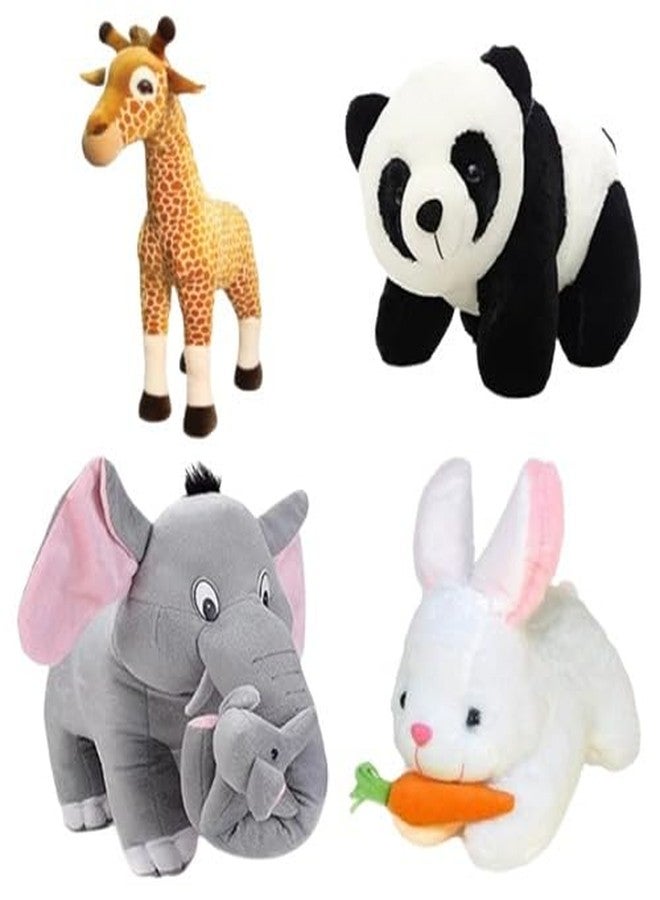 Future Shop Pack of 4 Elegant Soft Toys - Mother Elephant, Giraffe, Rabbit, and Panda for Kids Plush Animals for Playtime and Cuddling - Image 1