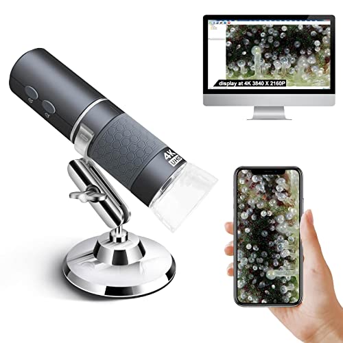 Ninyoon 4K WiFi Microscope for iPhone Android PC, 50-1000X USB Digital Microscope Wireless Super HD Endoscope Camera Compatible with All Cellphones iPad Android Tablet Windows Mac Chrome Linux - Image 1