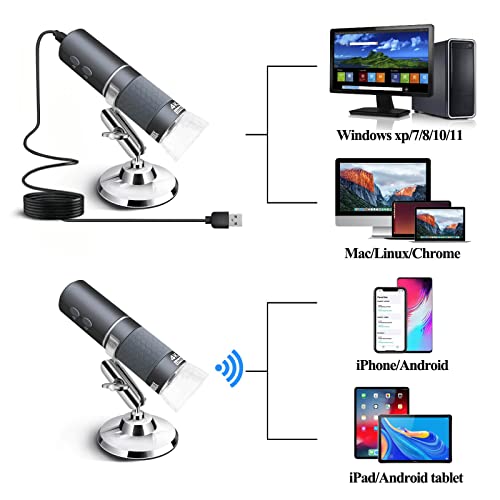 Ninyoon 4K WiFi Microscope for iPhone Android PC, 50-1000X USB Digital Microscope Wireless Super HD Endoscope Camera Compatible with All Cellphones iPad Android Tablet Windows Mac Chrome Linux - Image 5