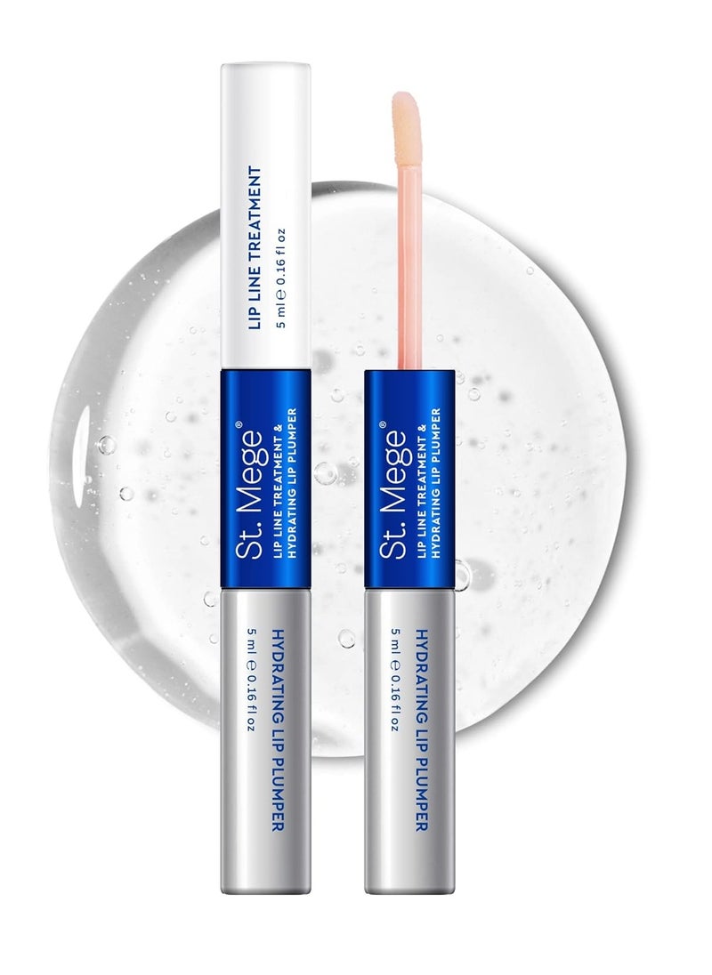 St. Mege Gloss Lip Plumper & Wrinkle Treatment: Upper Lip Vertical Line Plumping Booster & Hydrating Repair with Hyaluronic Acid & Peptides - Anti-Aging Serum Kit for Around Mouth, Clear  - Image 1