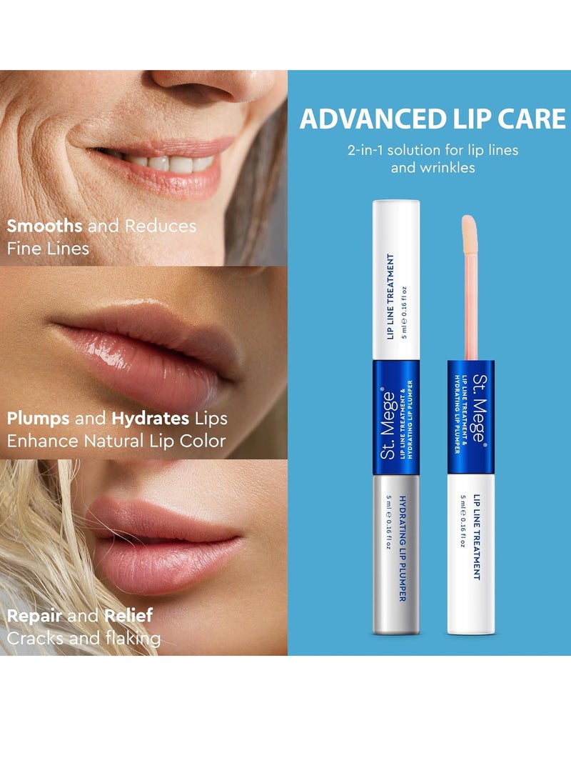 St. Mege Gloss Lip Plumper & Wrinkle Treatment: Upper Lip Vertical Line Plumping Booster & Hydrating Repair with Hyaluronic Acid & Peptides - Anti-Aging Serum Kit for Around Mouth, Clear  - Image 2