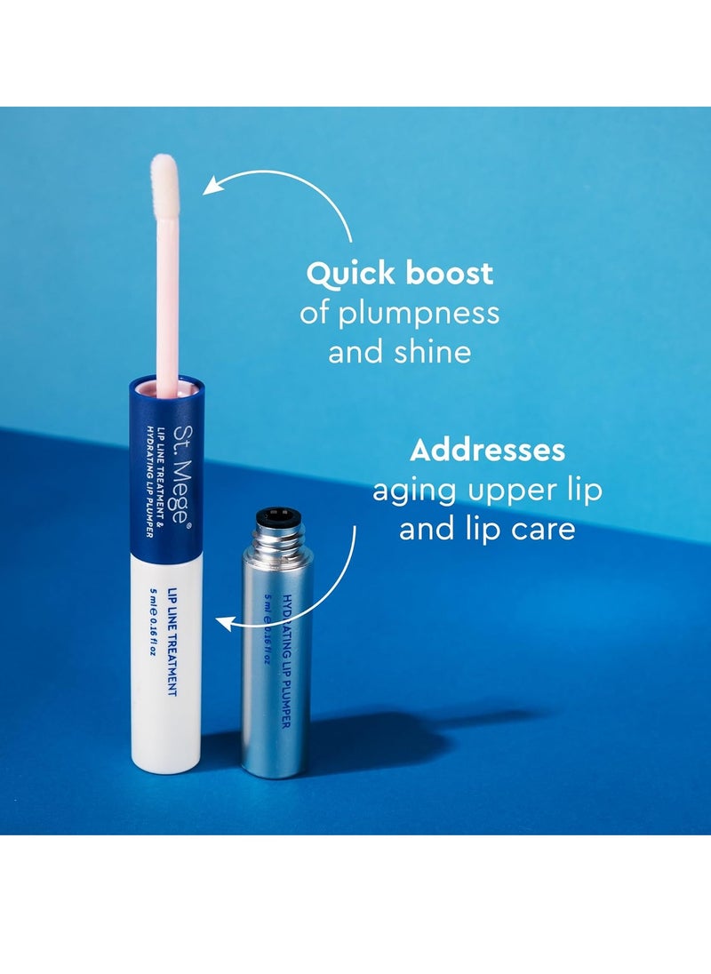St. Mege Gloss Lip Plumper & Wrinkle Treatment: Upper Lip Vertical Line Plumping Booster & Hydrating Repair with Hyaluronic Acid & Peptides - Anti-Aging Serum Kit for Around Mouth, Clear  - Image 4