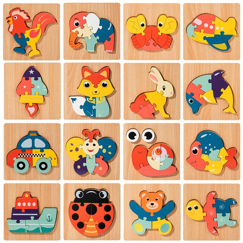 Wooden Early Education Cognitive Children'S Educational Toys Wooden Animal Traffic Shape Matching 3D Three-Dimensional Puzzle - Image 5