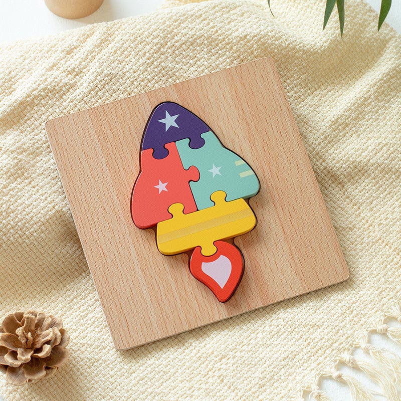 Wooden Early Education Cognitive Children'S Educational Toys Wooden Animal Traffic Shape Matching 3D Three-Dimensional Puzzle - Image 1