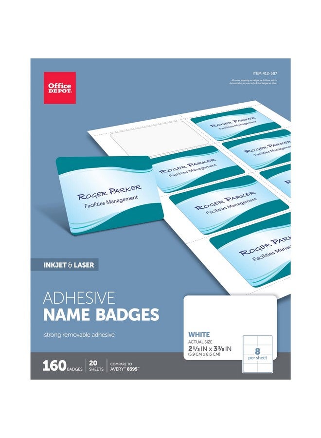 Office Depot Name Badge Labels, 2 1/3In. X 3 3/8In., White, Pack Of 160, Od98843 - Image 5