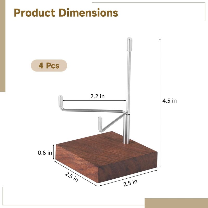 Four Pcs Wood Easel Holders with Adjustable Metal Arms, Rock Stands for Crystal and Geodes Display, Walnut Rock Stands for Crystals, Crystal Display Stands - Image 2