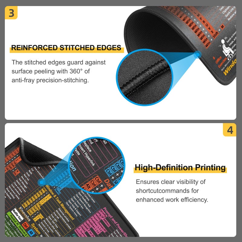 Kinevolve Mouse Pad for Windows Shortcuts â€“ Small Window Cheat Sheet Desk Pad â€“ 11.8"x9.8" Portable Computer Mousepad â€“ Gaming, Office, Waterproof, Non-Slip, Stitched Edges - Image 3