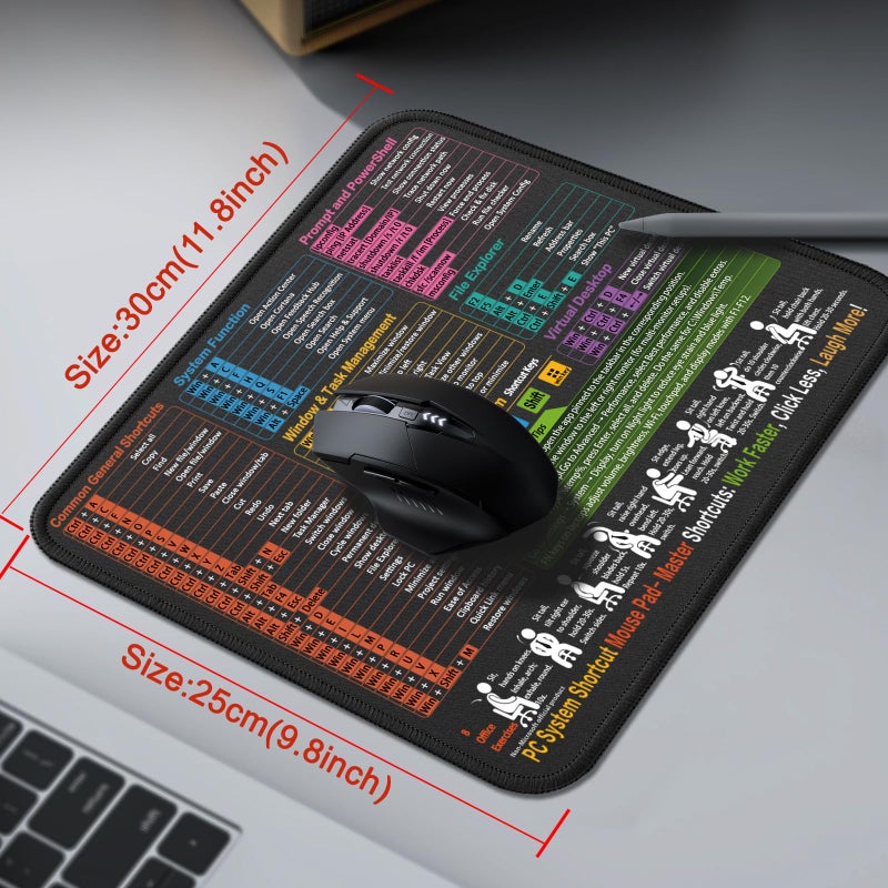 Kinevolve Mouse Pad for Windows Shortcuts â€“ Small Window Cheat Sheet Desk Pad â€“ 11.8"x9.8" Portable Computer Mousepad â€“ Gaming, Office, Waterproof, Non-Slip, Stitched Edges - Image 4