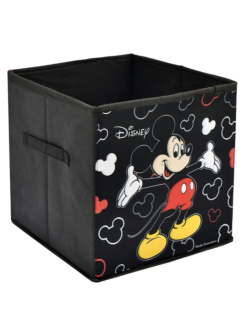 erorex - Disney Print Non Woven Fabric 4 Pieces Foldable Large Size Storage Cube Toy, Books Shoes Storage Box With Handle Extra Large Black Brown - Image 1