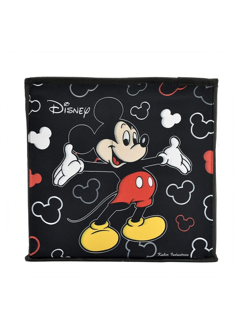 erorex - Disney Print Non Woven Fabric 4 Pieces Foldable Large Size Storage Cube Toy, Books Shoes Storage Box With Handle Extra Large Black Brown - Image 1