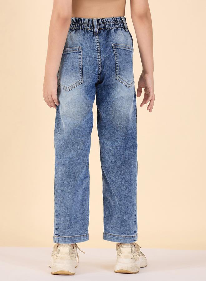 Stylo Bug Girls Blue Acid Wash Faded Jeans - Image 3