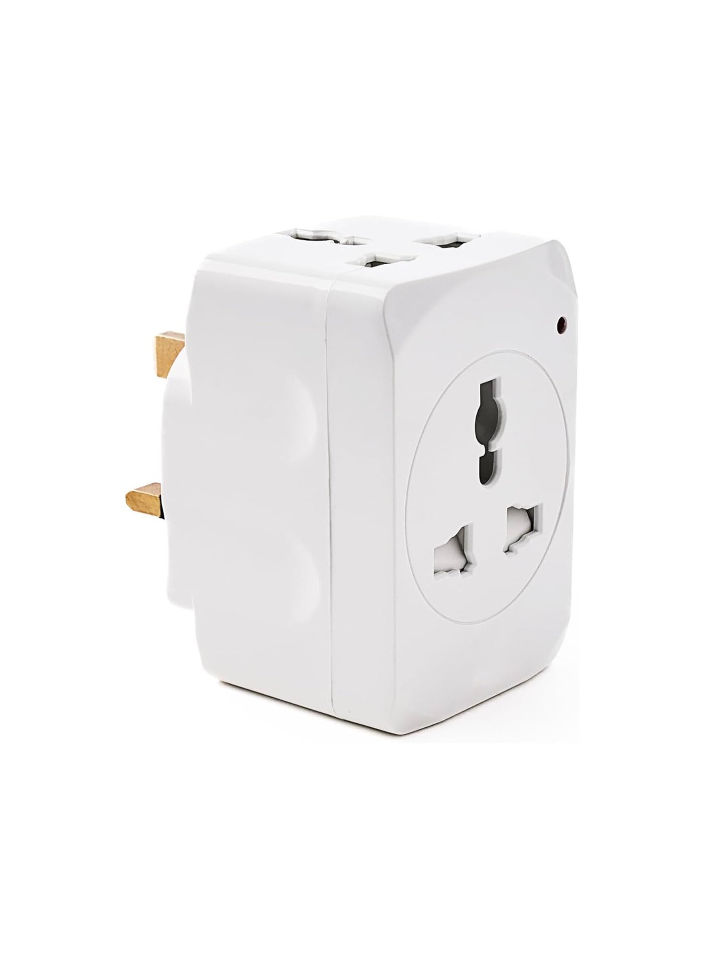 Duravel Universal Travel Power Adapter, 3-Pin UK to Multi-Socket Converter, White