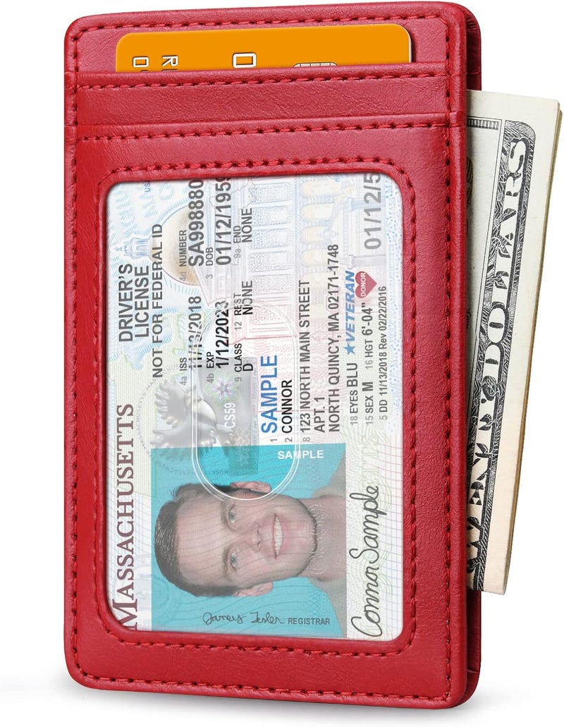 Buffway Mens Slim Wallet, Minimalist Thin Front Pocket Leather Credit Card Holder with RFID Blocking for Work Travel - Image 2