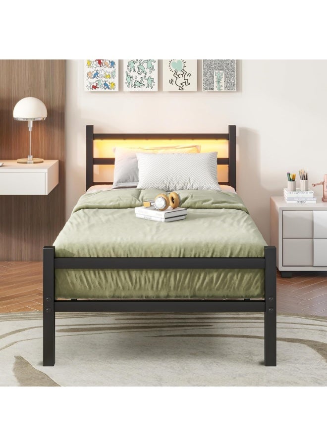 آسي بلاي إطار سرير قوي بقياس Twin مع لوح أمامي وخلفي، يتحمل حتى 2000 رطل، لا يحتاج إلى قاعدة صندوق، منصة معدنية مع مساحة تخزين أسفل السرير. - Image 3