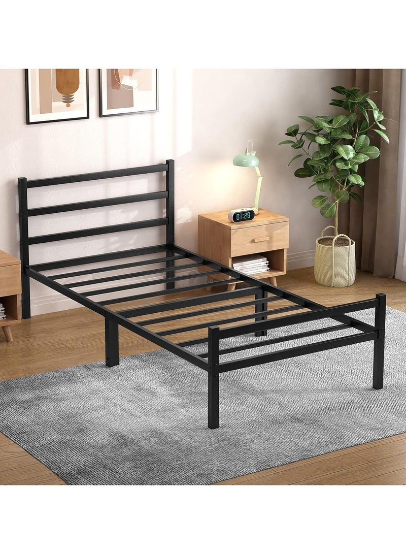 آسي بلاي إطار سرير قوي بقياس Twin مع لوح أمامي وخلفي، يتحمل حتى 2000 رطل، لا يحتاج إلى قاعدة صندوق، منصة معدنية مع مساحة تخزين أسفل السرير. - Image 5