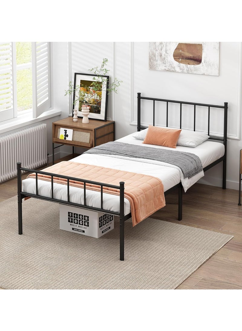 ACPLAY - Heavy Duty Twin Bed Frame with Headboard & Footboard, Supports Up to 2000LBS, No Box Spring Needed, Metal Platform with Underbed Storage - Image 1